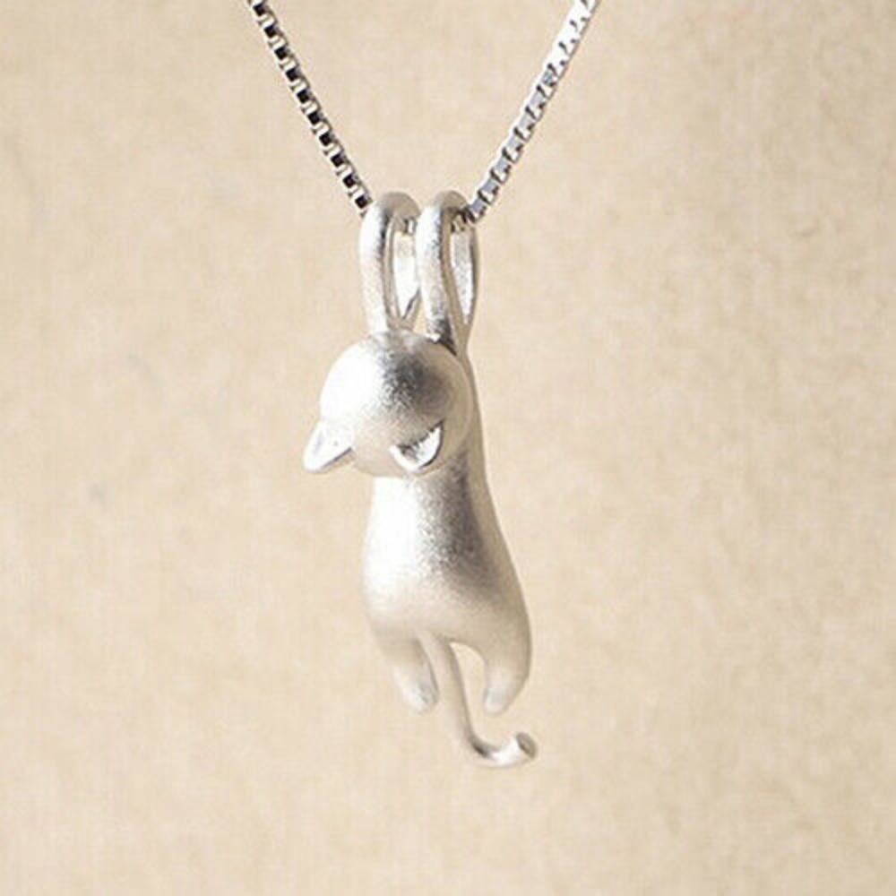 Hanging Cat Kitty Necklace Cat Lover Necklace